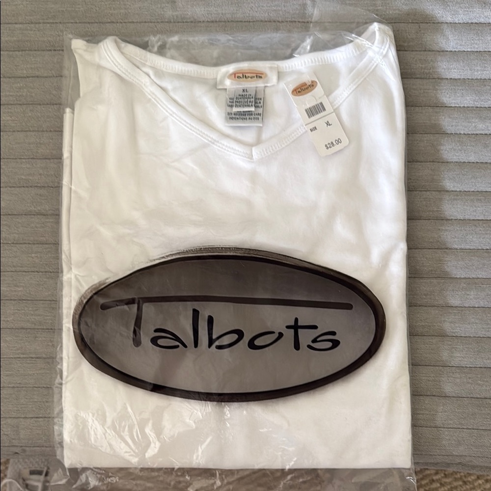 Talbots Classic White V-Neck Tee